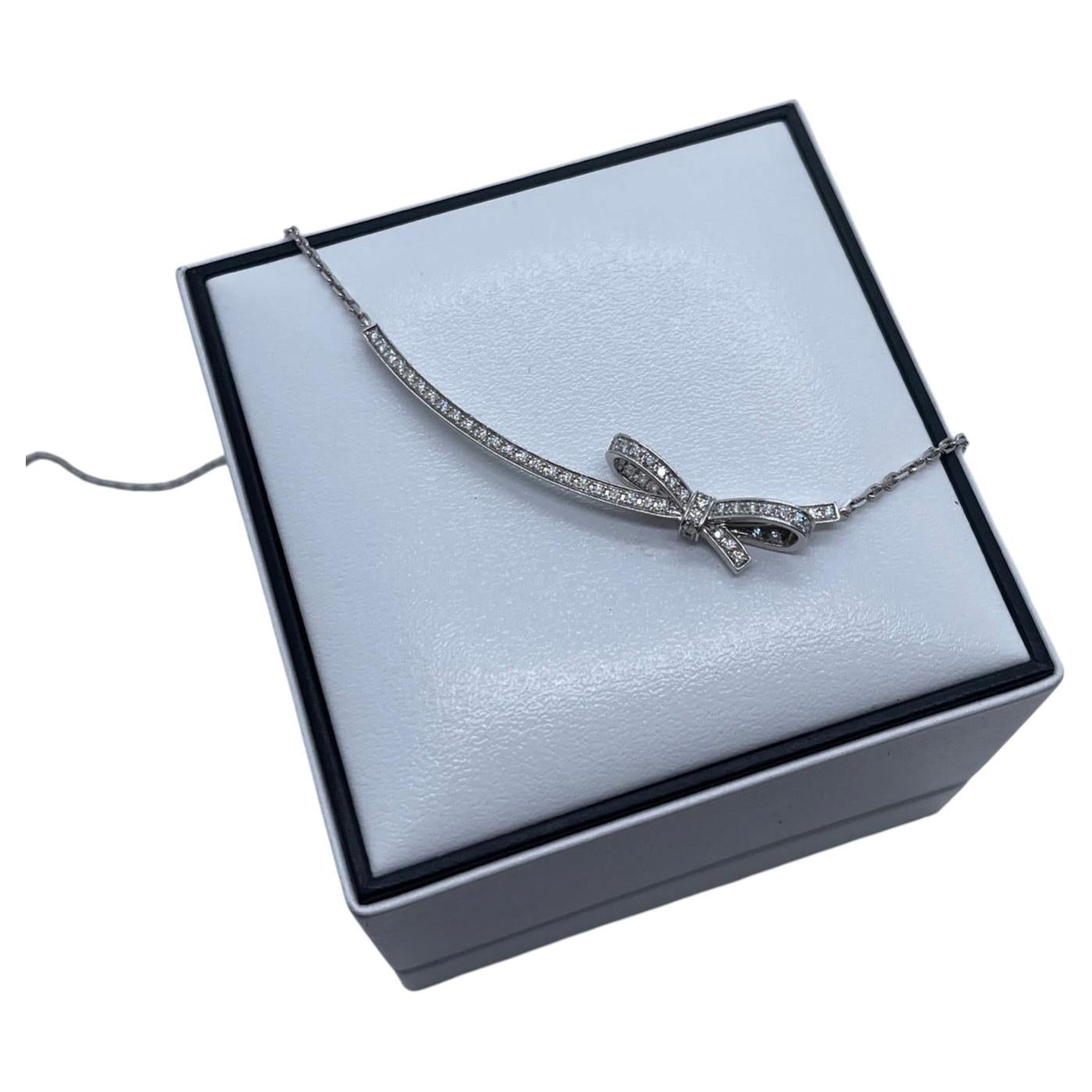 Chanel Ruban Series Bow Necklace, Set with Diamonds For Sale