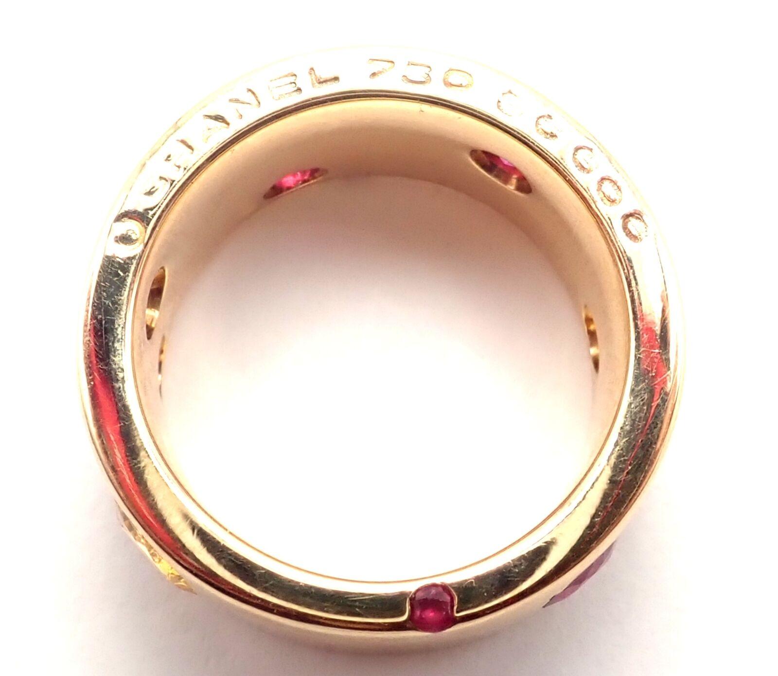Chanel Ruby And Yellow Sapphire Yellow Gold Wide Band Ring For Sale 1