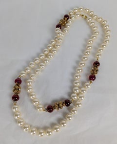 Chanel Ruby Bead, Crystal Paste, Filigree Station Sautoir, Maison Goossens