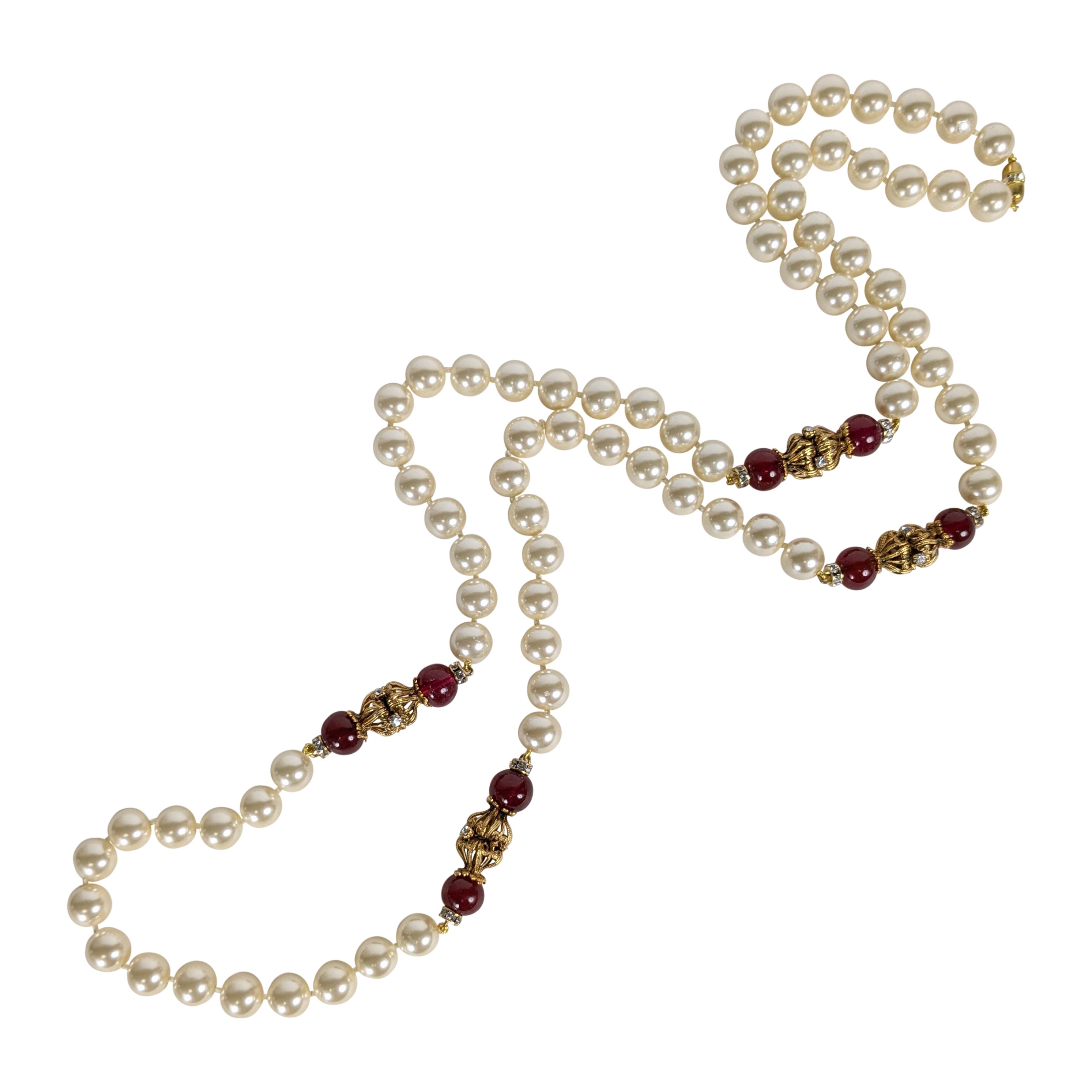 Chanel Ruby Bead, Crystal Paste, Filigree Station Sautoir, Maison Goossens