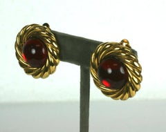 Chanel Ruby Gripoix Cabochon Earring
