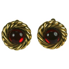 Chanel Ruby Gripoix Cabochon Earring