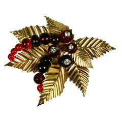 Chanel Ruby Pate de Verre Holly Brooch, Goossens