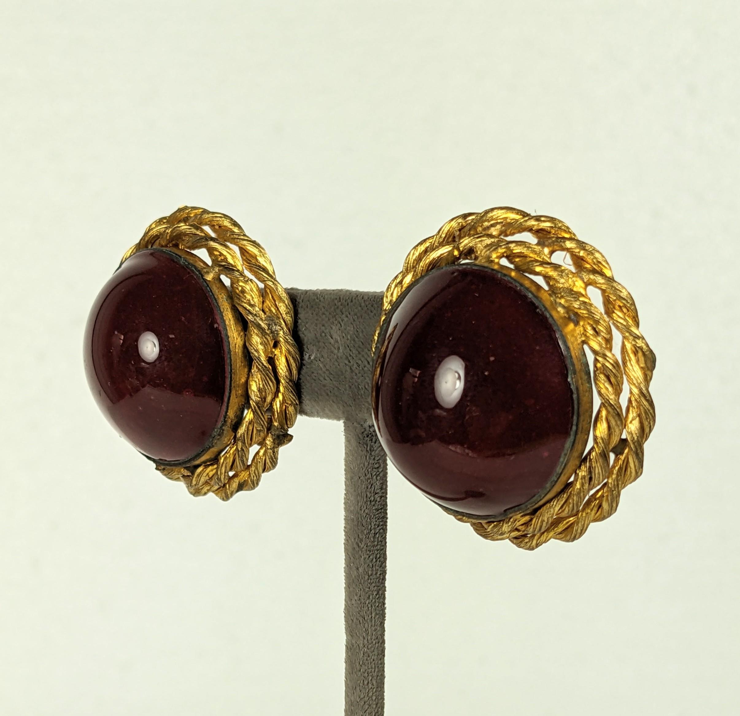 Chanel Ruby Poured Glass Earrings, Maison Gripoix In Good Condition For Sale In New York, NY