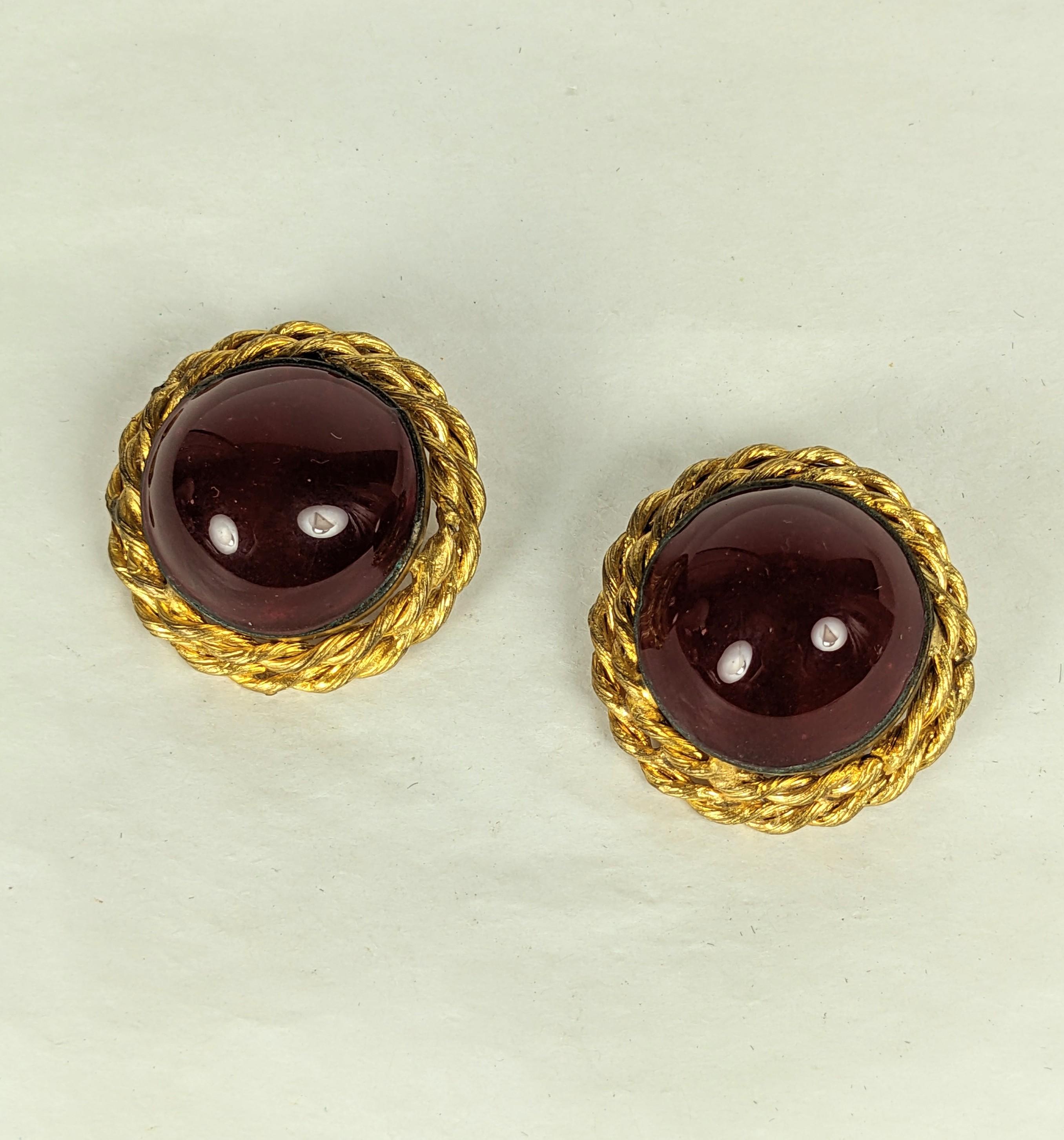 Chanel Ruby Poured Glass Earrings, Maison Gripoix For Sale 1