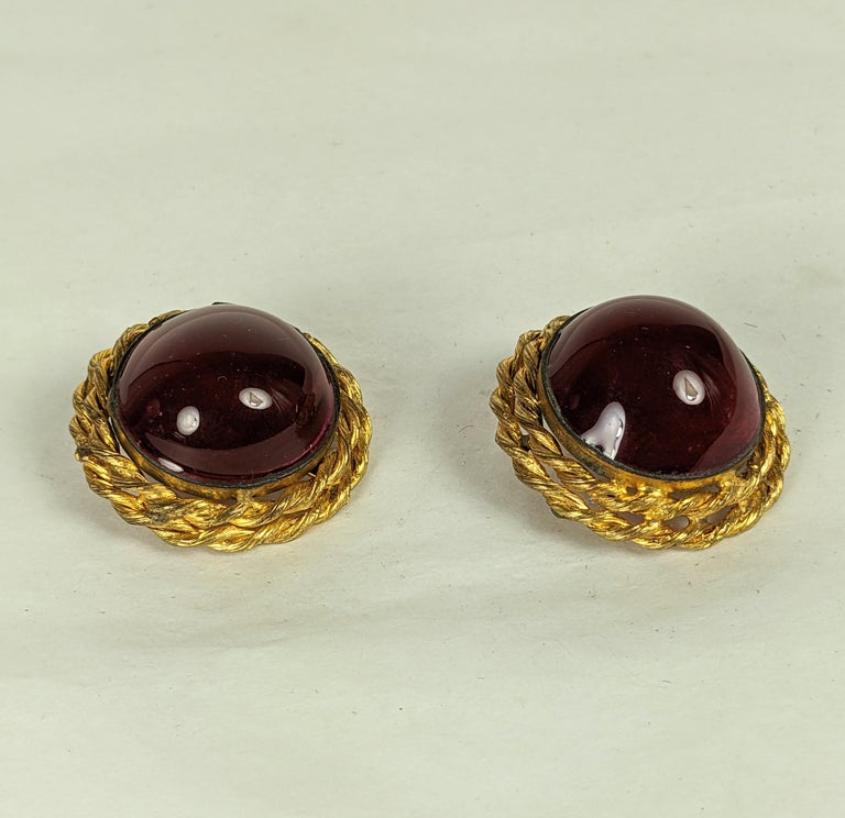 Chanel Ruby Poured Glass Earrings, Maison Gripoix For Sale at 1stDibs