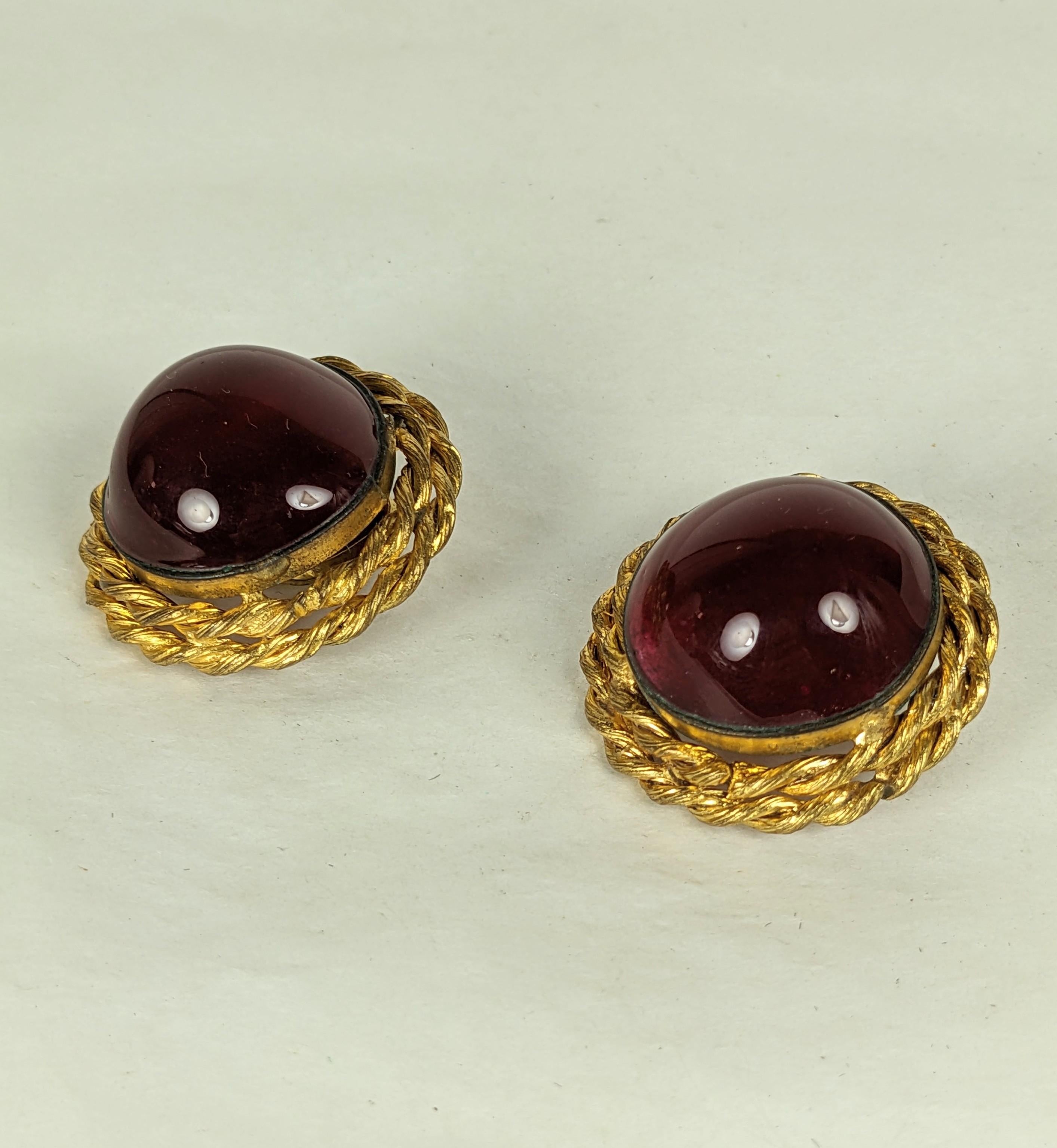 Chanel Ruby Poured Glass Earrings, Maison Gripoix For Sale 3
