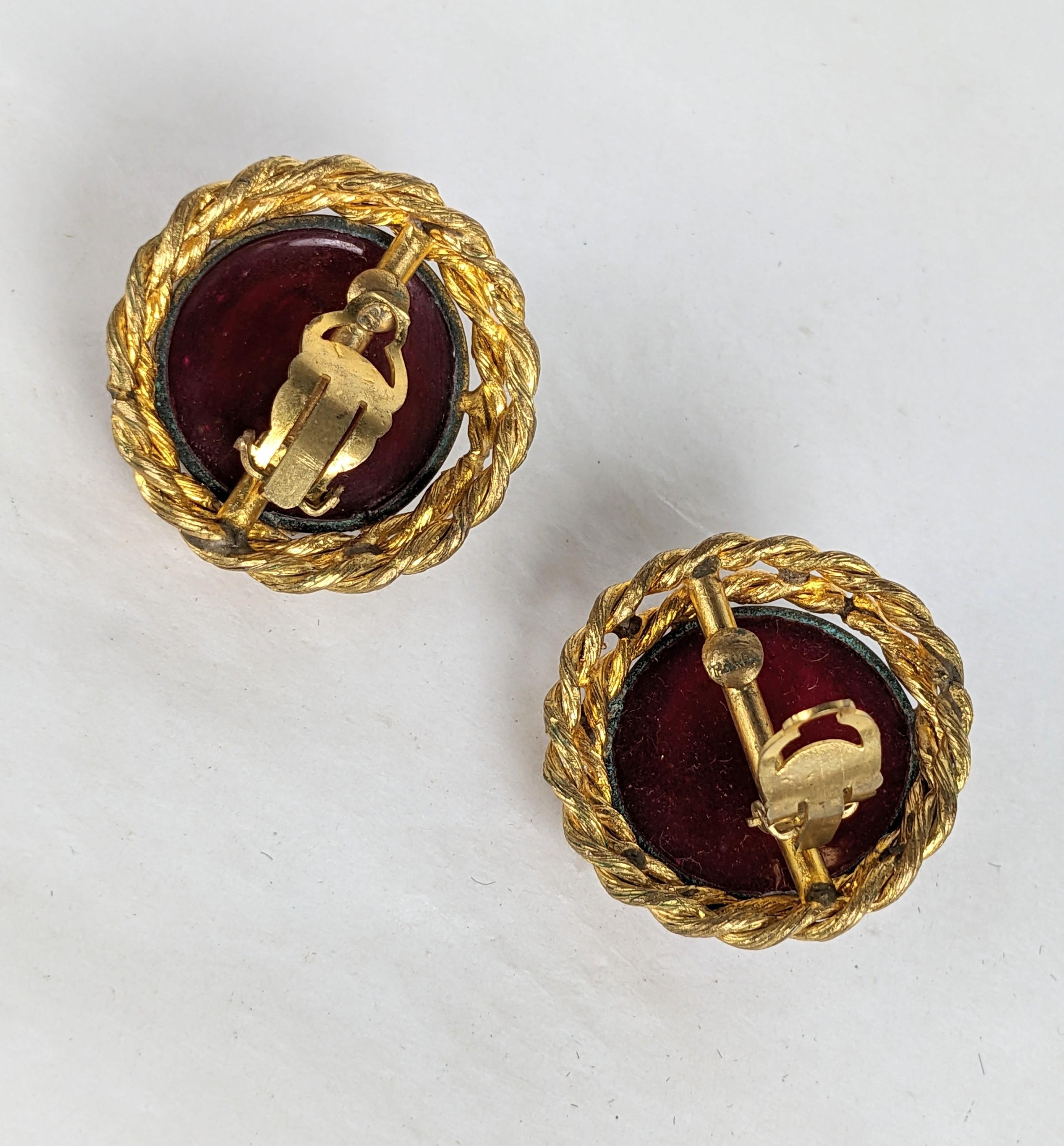 Chanel Ruby Poured Glass Earrings, Maison Gripoix For Sale 4