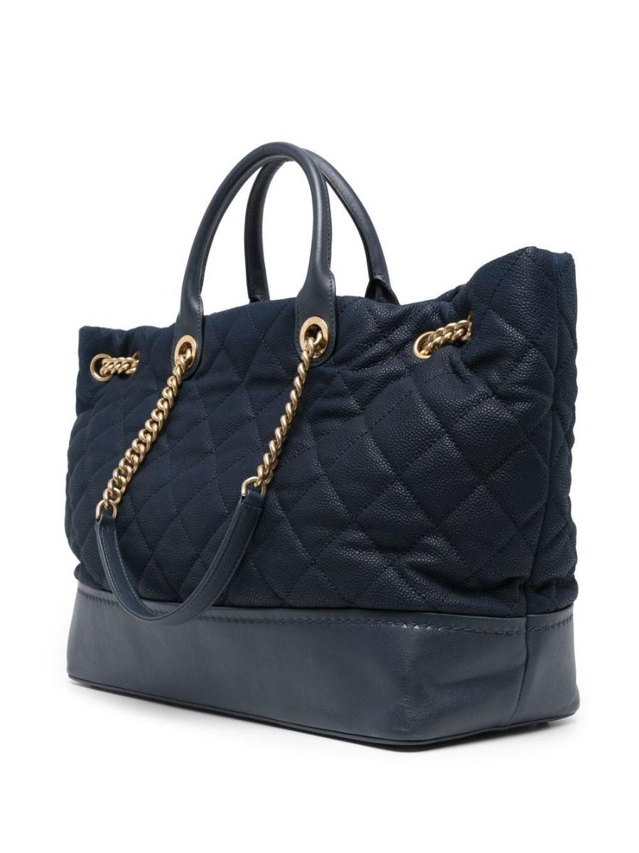 Black Chanel Rue Cambon Blue Quilted Shoulder Bag 