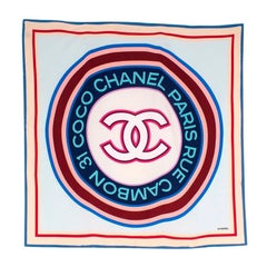 Chanel Rue Cambon CC Print Silk Square Scarf