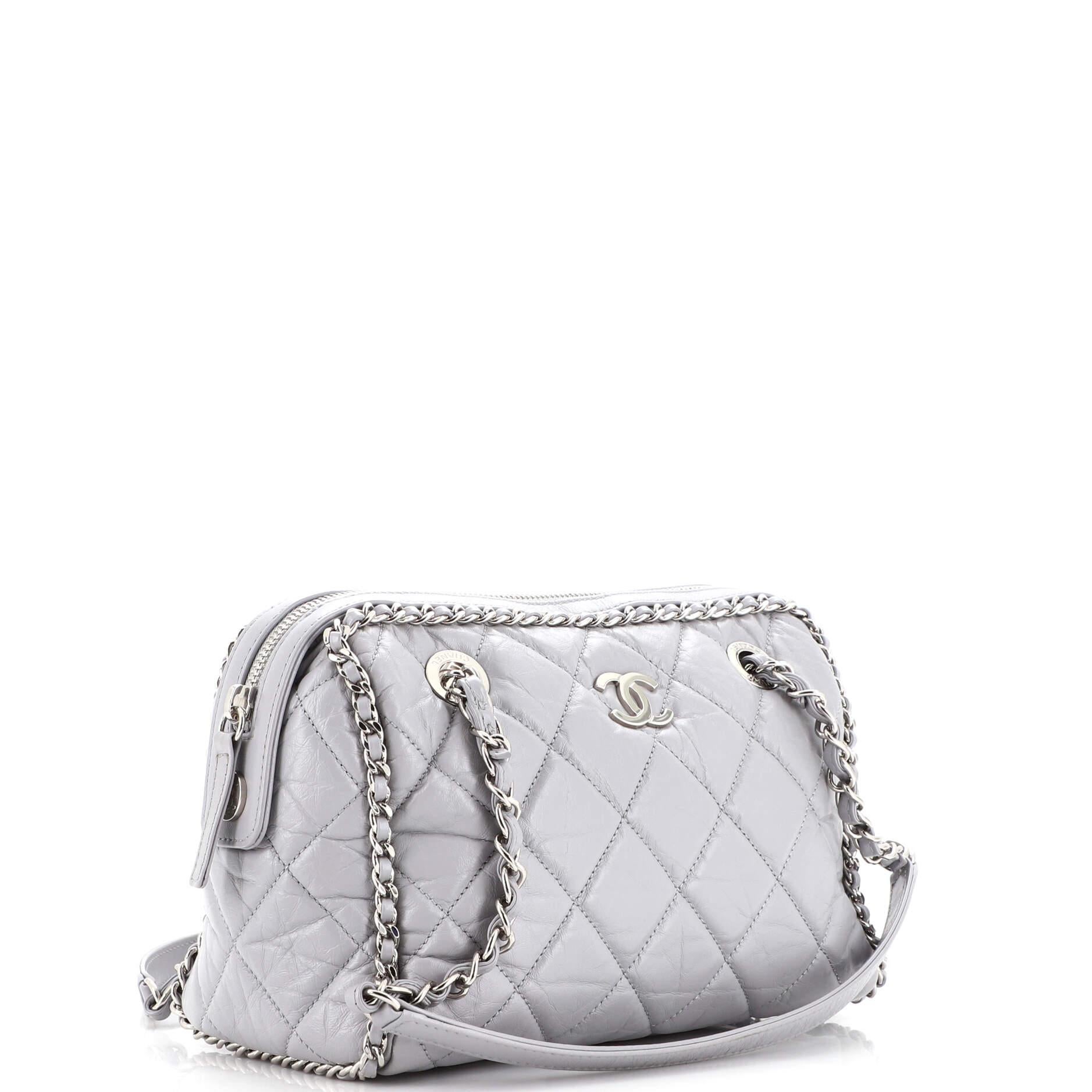 Chanel Running Chain Around Camera Bag Quilted Crumpled Calfskin Medium In Good Condition In NY, NY