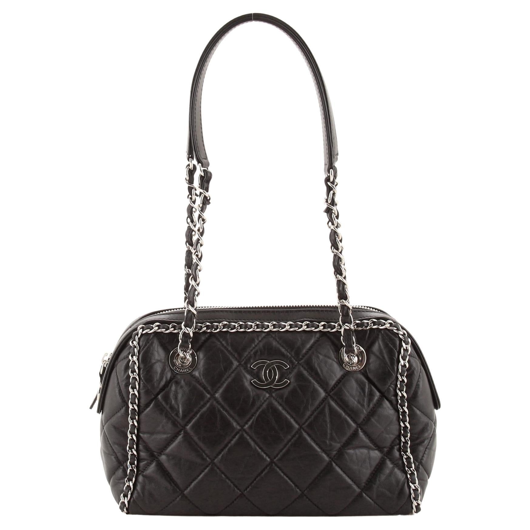 Chanel Running Chain Around Camera Bag Quilted Crumpled Calfskin Medium