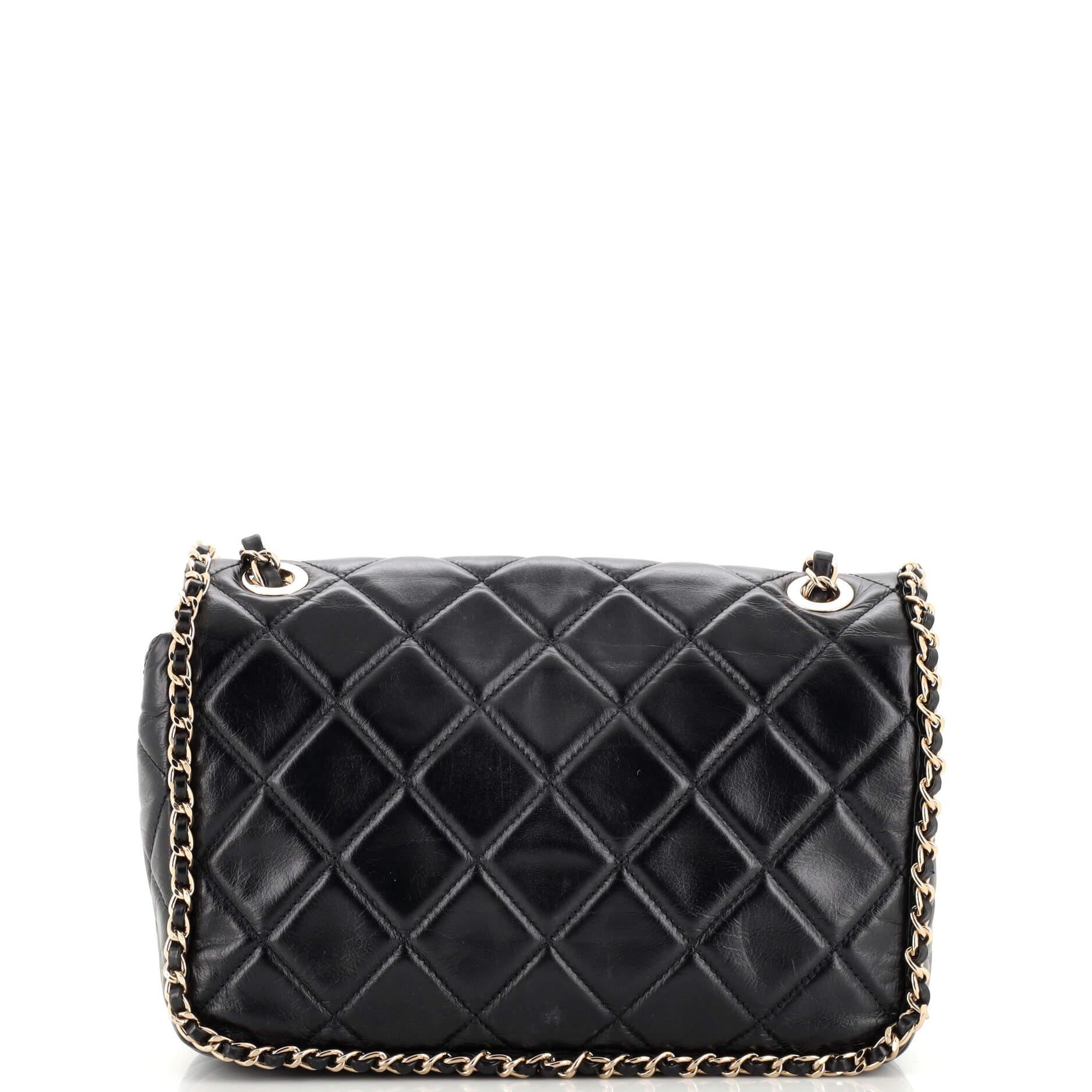 Chanel Running Chain Around Flap Bag Quilted Crumpled Calfskin Medium In Good Condition In NY, NY