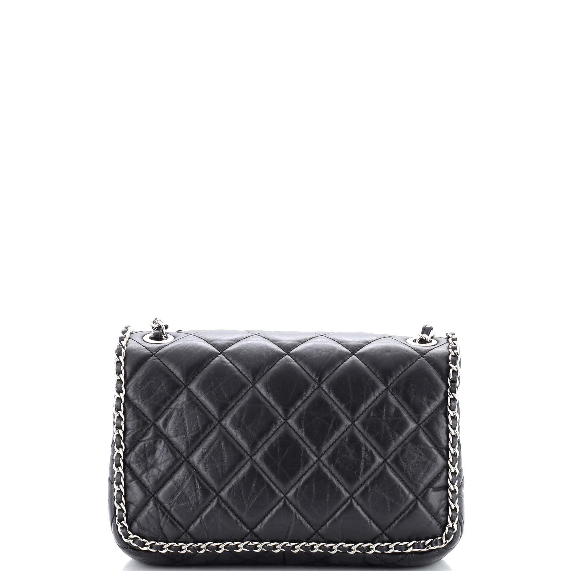 Women's or Men's Chanel Running Chain Around Flap Bag Quilted Crumpled Calfskin Medium