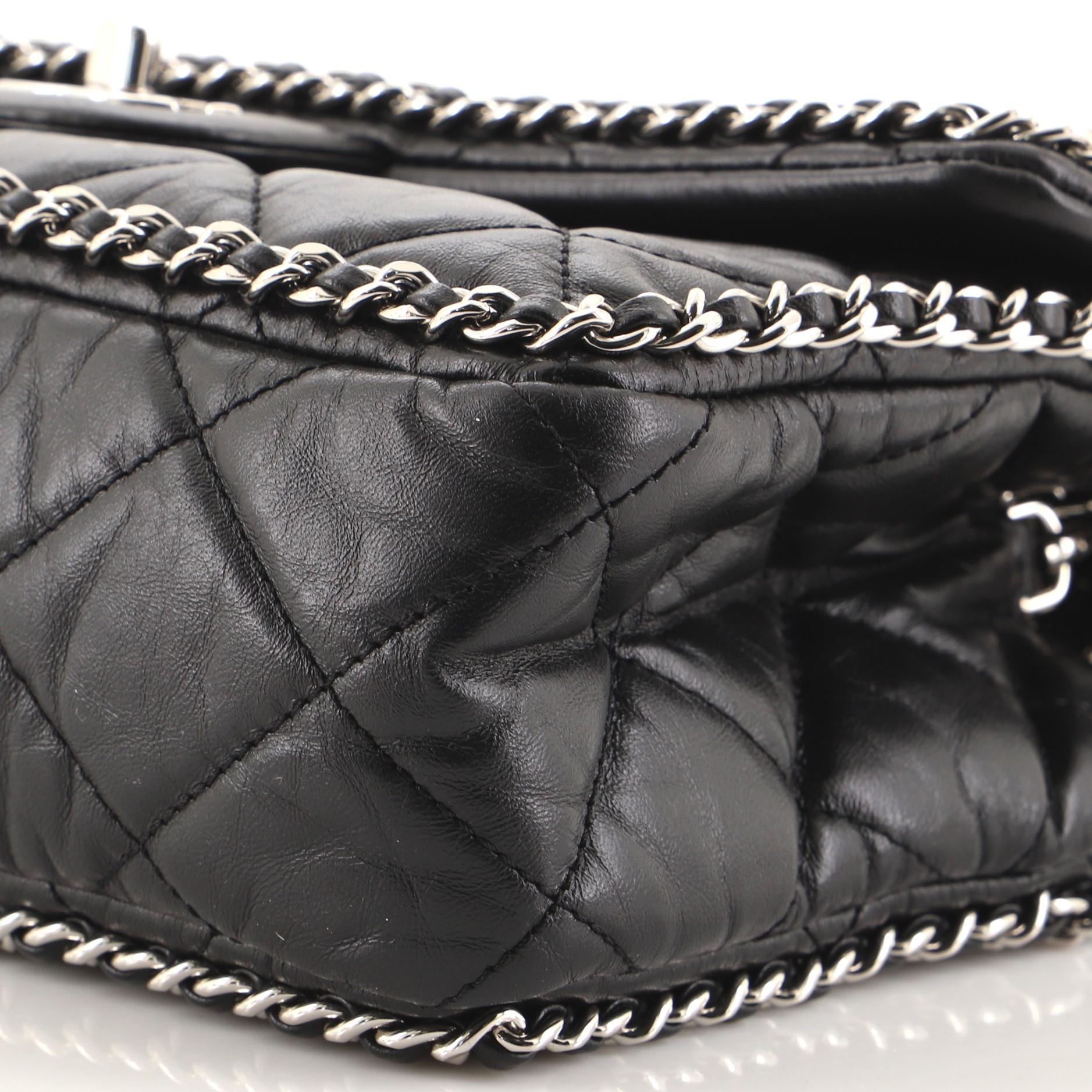 Chanel Running Chain Around Flap Bag Quilted Crumpled Calfskin Medium In Good Condition In NY, NY