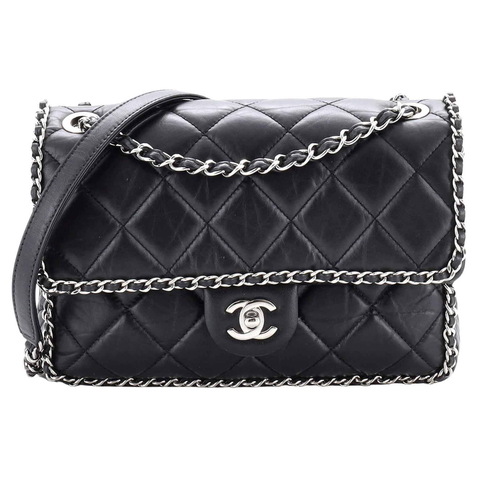 Chanel vintage 24k black gold multichain mini hand bag silk satin crossbody