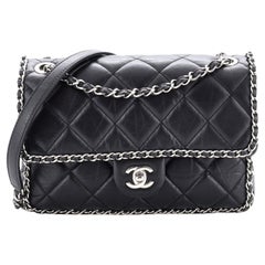 Chanel Running Chain Around Flap Bag Quilted Crumpled Calfskin Medium