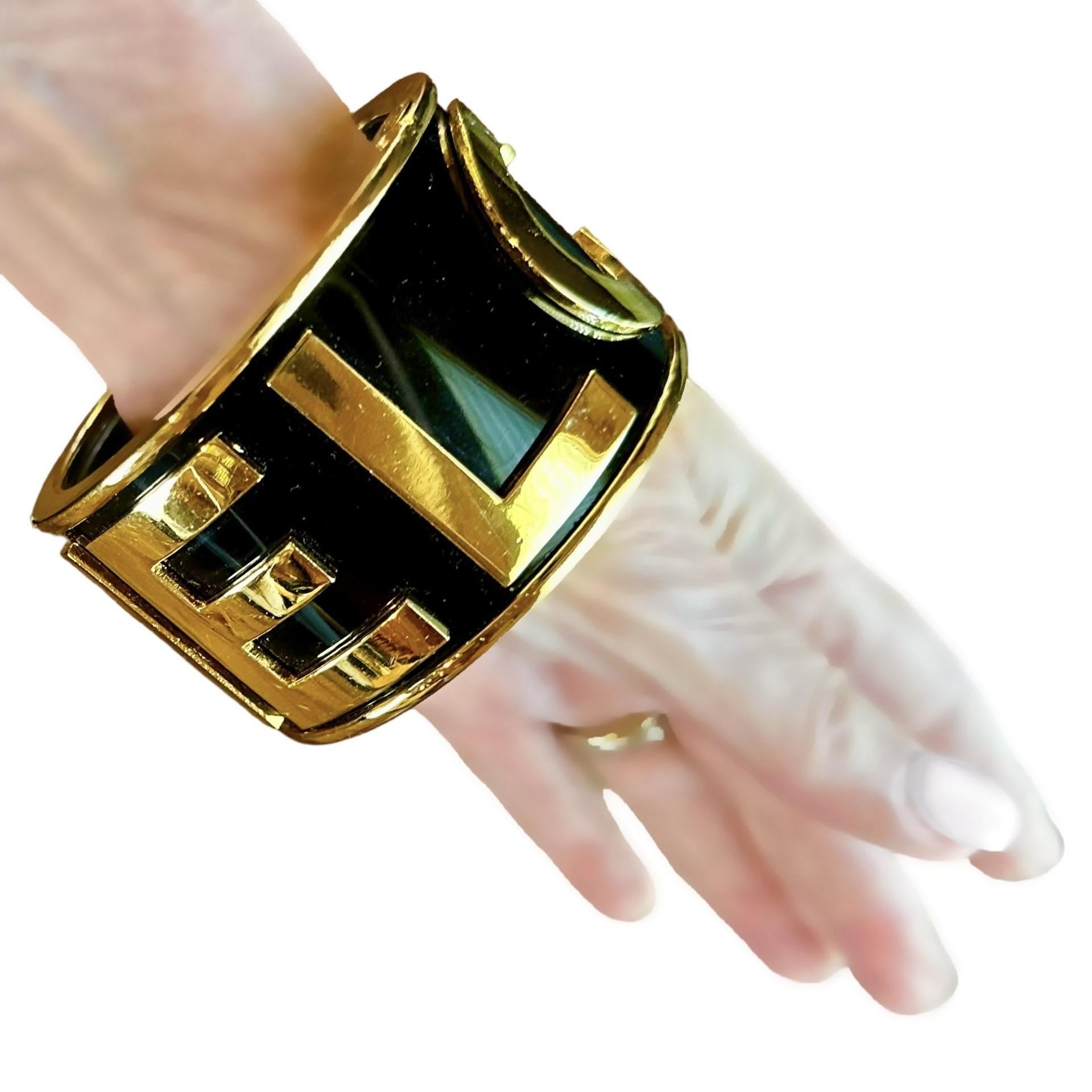 Chanel Runway 1986 Wide Cuff Bangle w/CHANEL Spelled out In Gold Tone Letters  For Sale 5