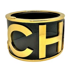 Chanel Runway 1986 Wide Cuff Bangle w/CHANEL Spelled out In Gold Tone Letters