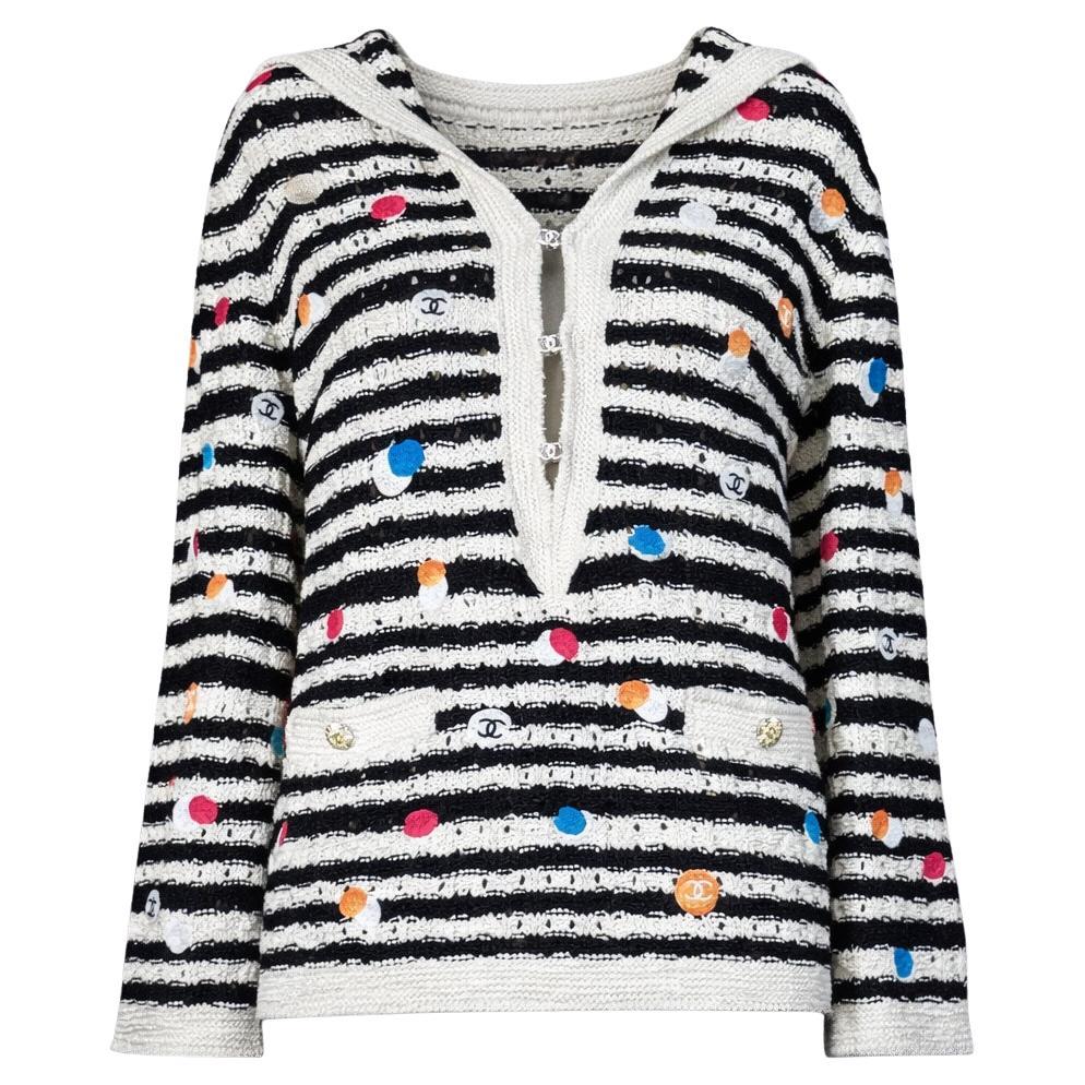CHANEL Runway 2024 /2025 CC Motifs Maritime Runway Silk Jumper 36 FR