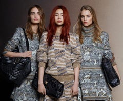 CHANEL Runway Beige Iridescent Tweed Dress 38 FR