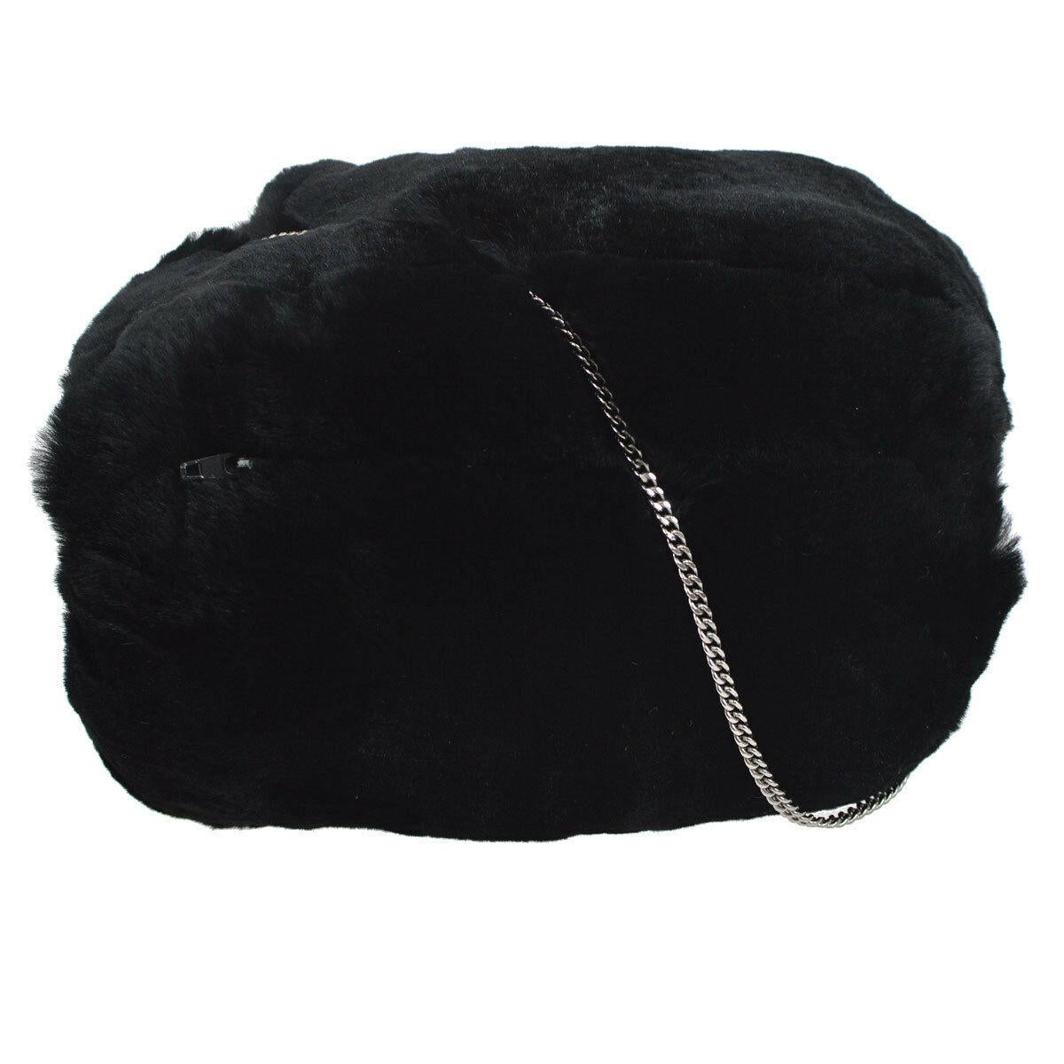 chanel black fur bag