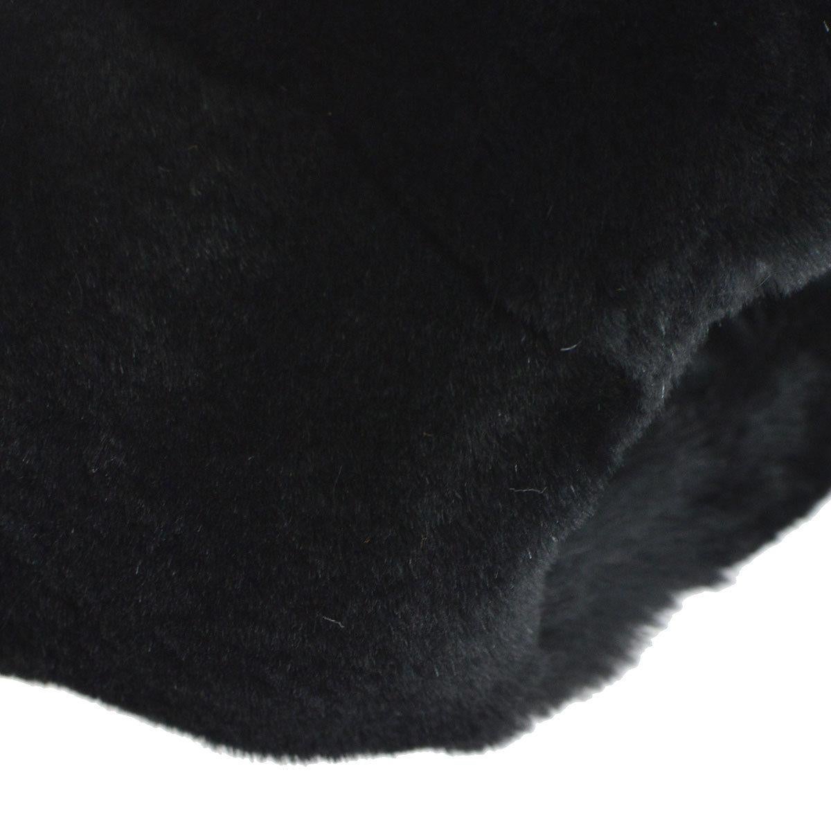 Women's Chanel Runway Black Bead Fur Silver Logo  Evening Muffler Clutch Shoulder Bag