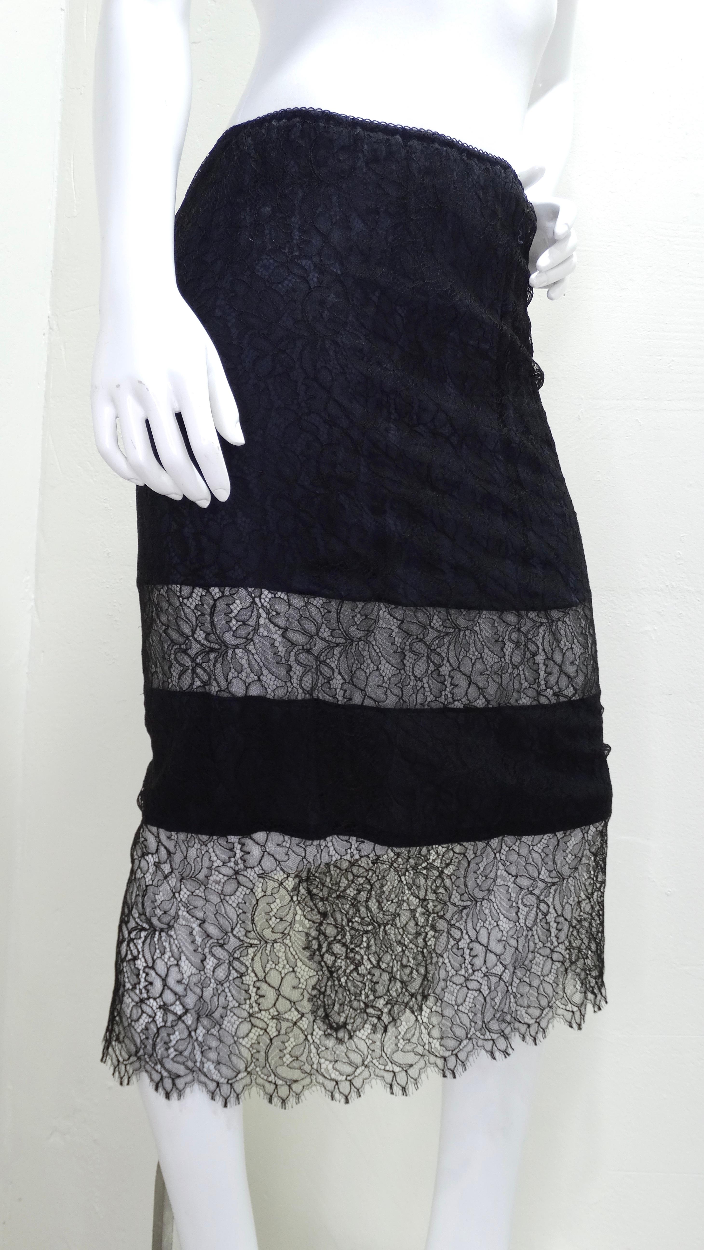 Chanel Runway Black Lace Midi Skirt In Excellent Condition For Sale In Scottsdale, AZ