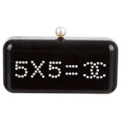 Chanel Runway Black Plexi Pearl 5 x5 CC Chain Small Evening Shoulder Bag