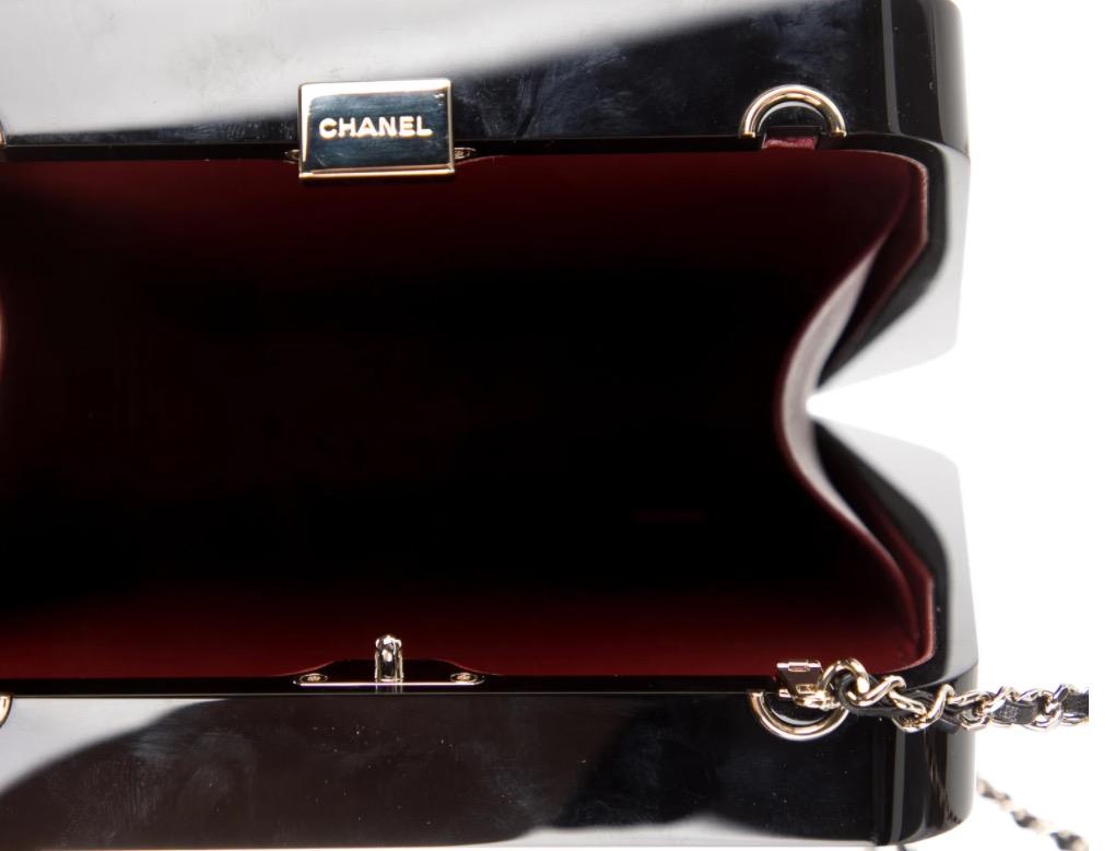 Chanel Runway Black Resin Crystal Pearl Evening Clutch Shoulder Box Bag  1