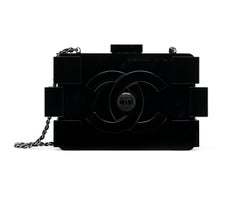 Chanel Runway Black Resin Box Avorio 2 in 1 Evening Clutch Chain Shoulder Bag