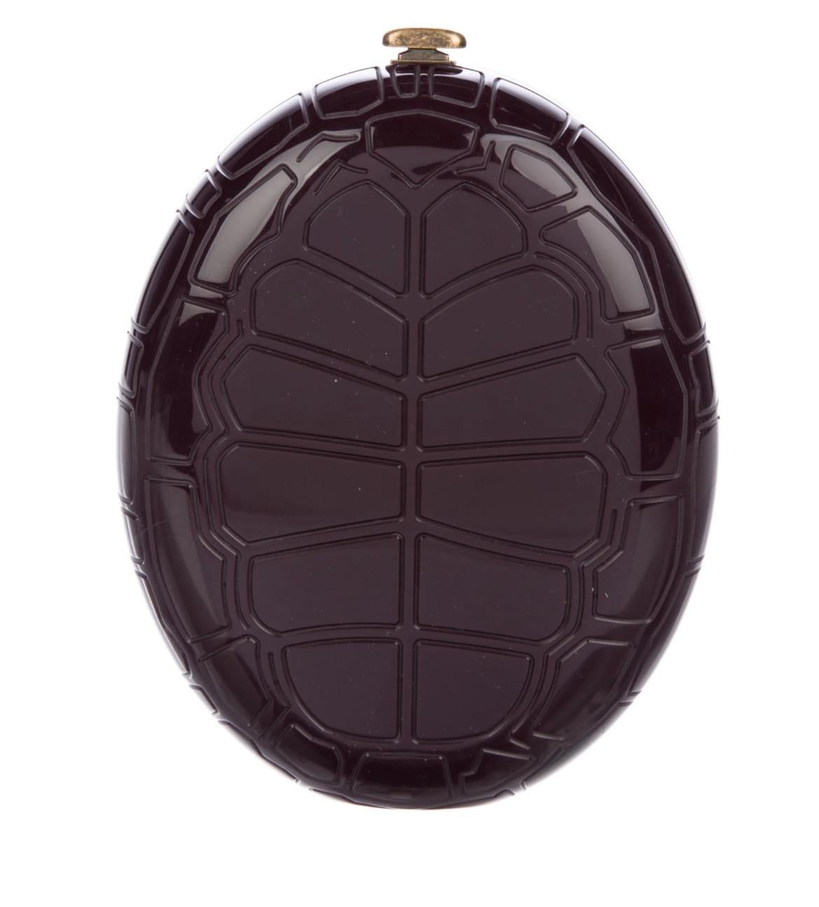 Black Chanel Runway Burgundy Gold Oval Round Plexiglass Evening Shoulder Chain Bag 