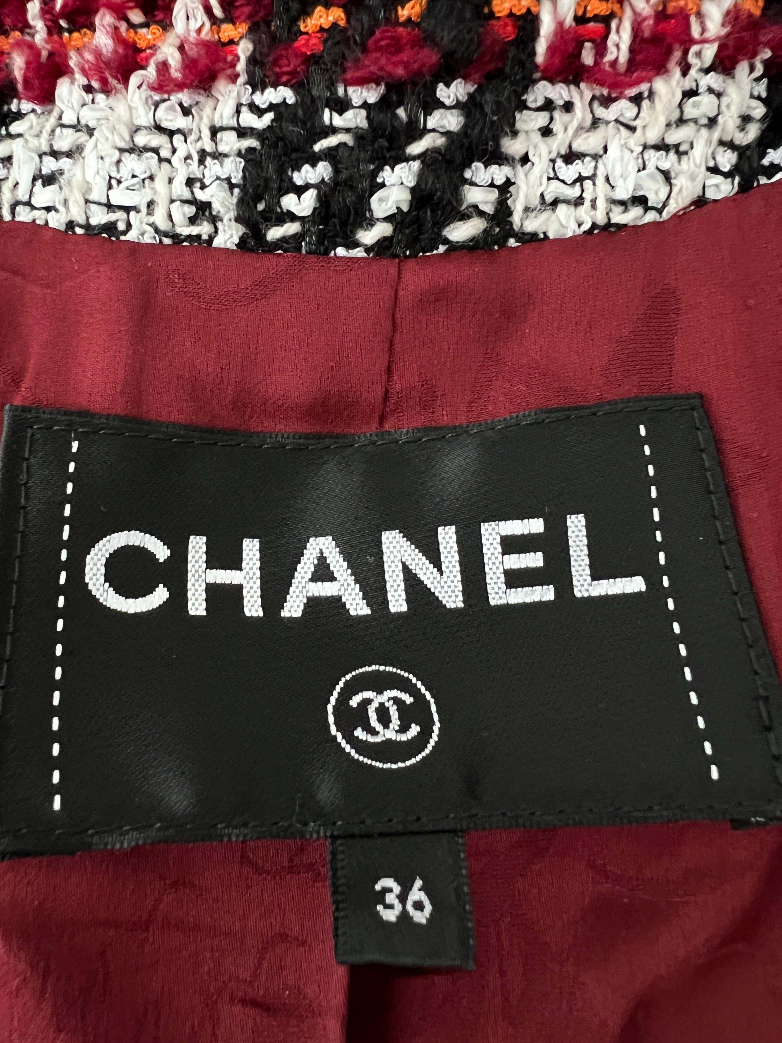 Chanel Runway Burgundy Red Tweed Jacket 8