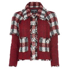 Chanel Runway Burgundy Red Tweed Jacket
