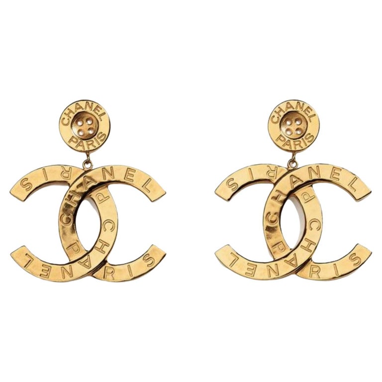 Chanel 2023 Strass CC Stud Earrings - Palladium-Plated Stud