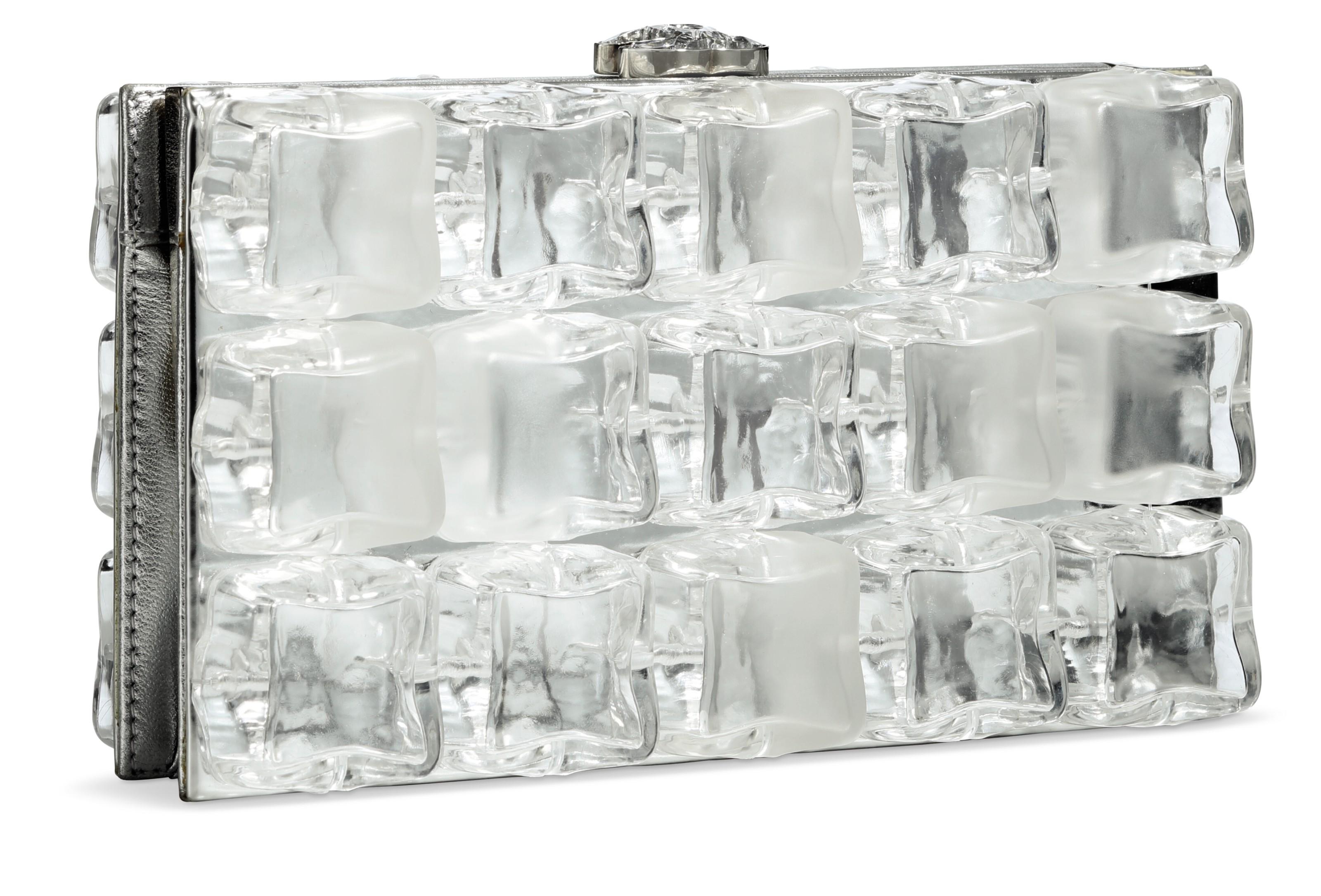 clear clutch bag with silver chain