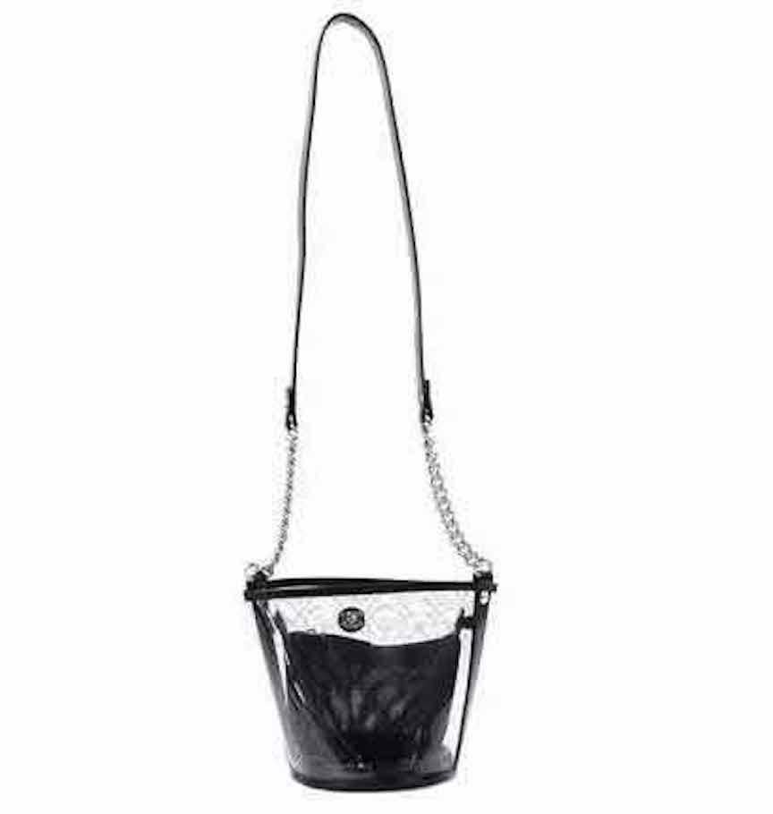 Chanel Runway Clear Translucent Silver Evening Chain Carryall Shoulder Bag In Excellent Condition In Chicago, IL