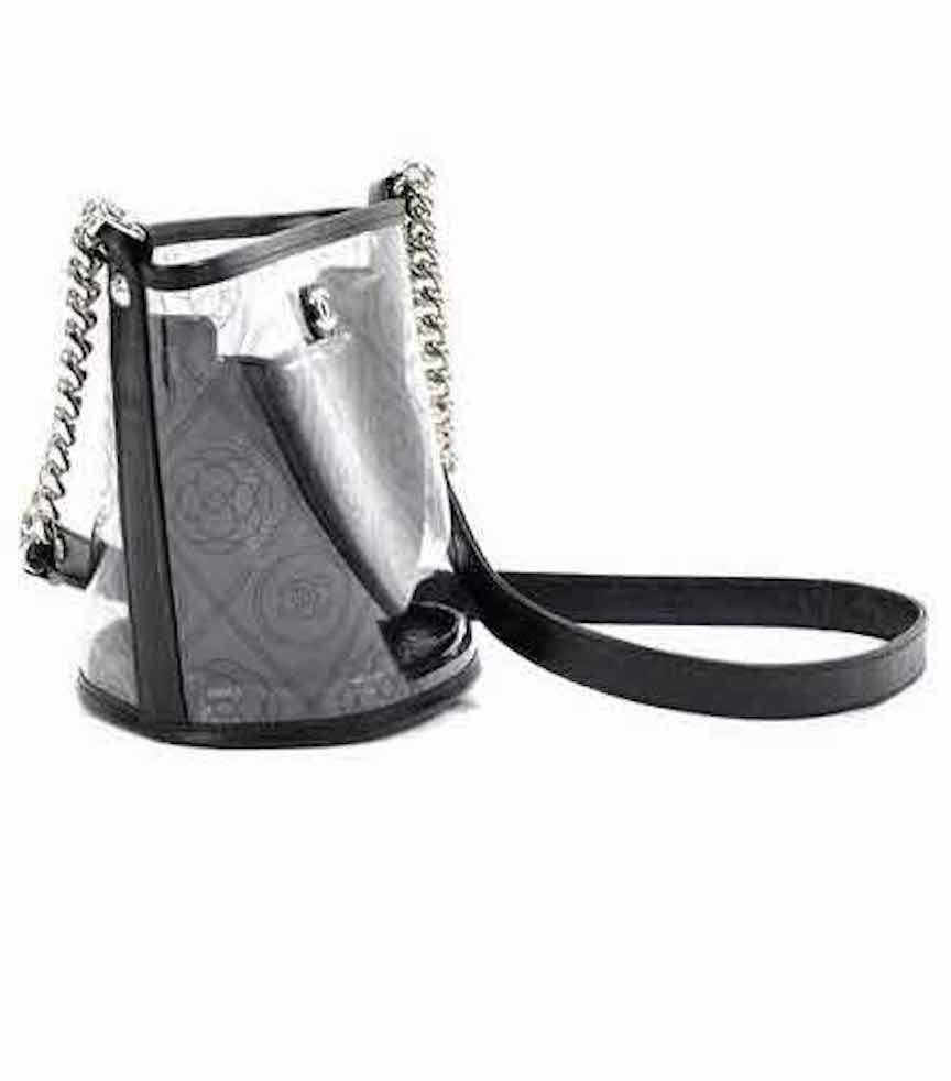 Women's Chanel Runway Clear Translucent Silver Evening Chain Carryall Shoulder Bag