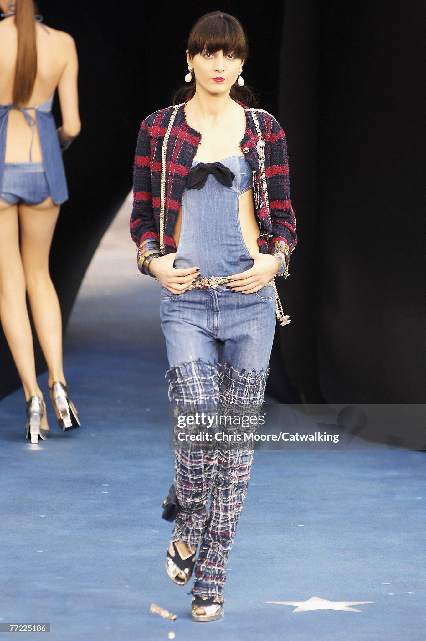 Chanel Runway Collectors Jeans with Tweed Accent For Sale 1