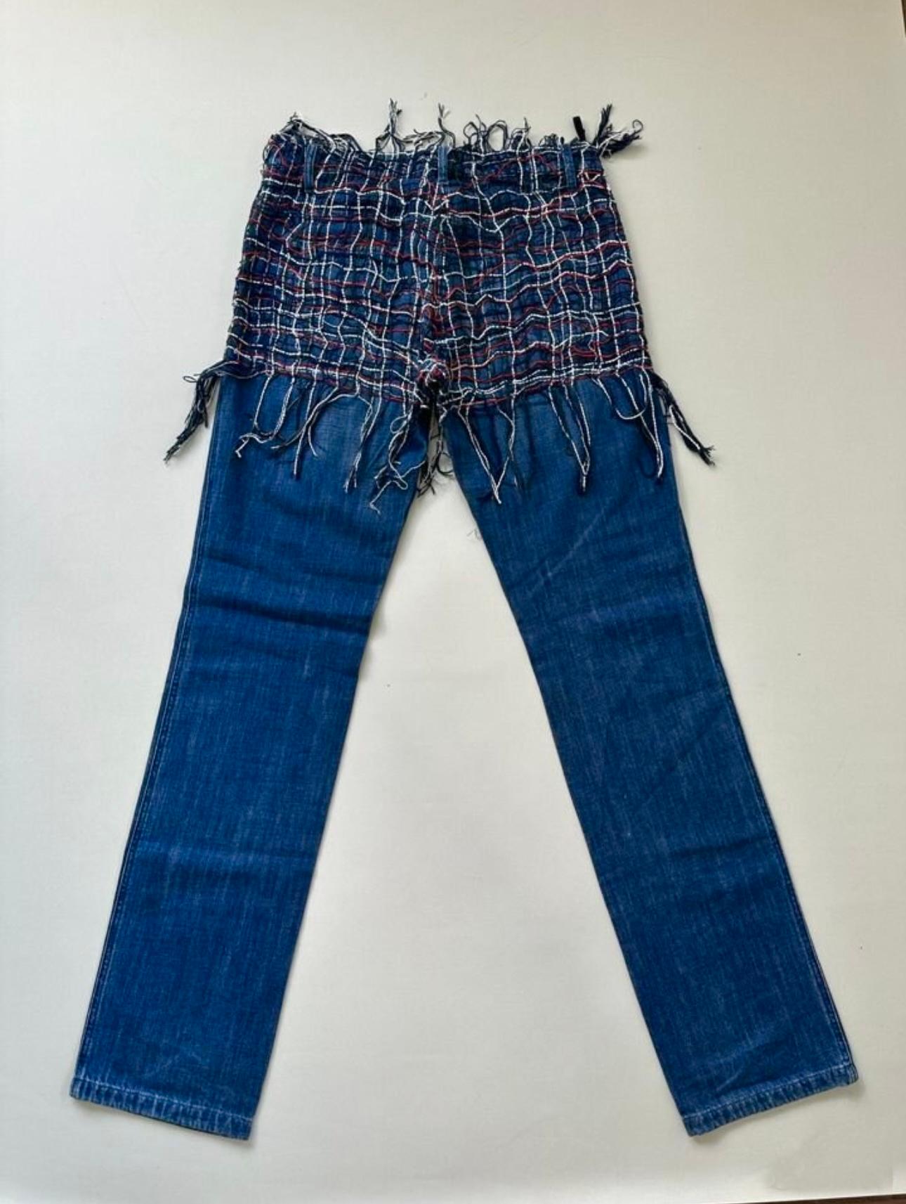 Chanel Runway Collectors Jeans with Tweed Accent For Sale 5