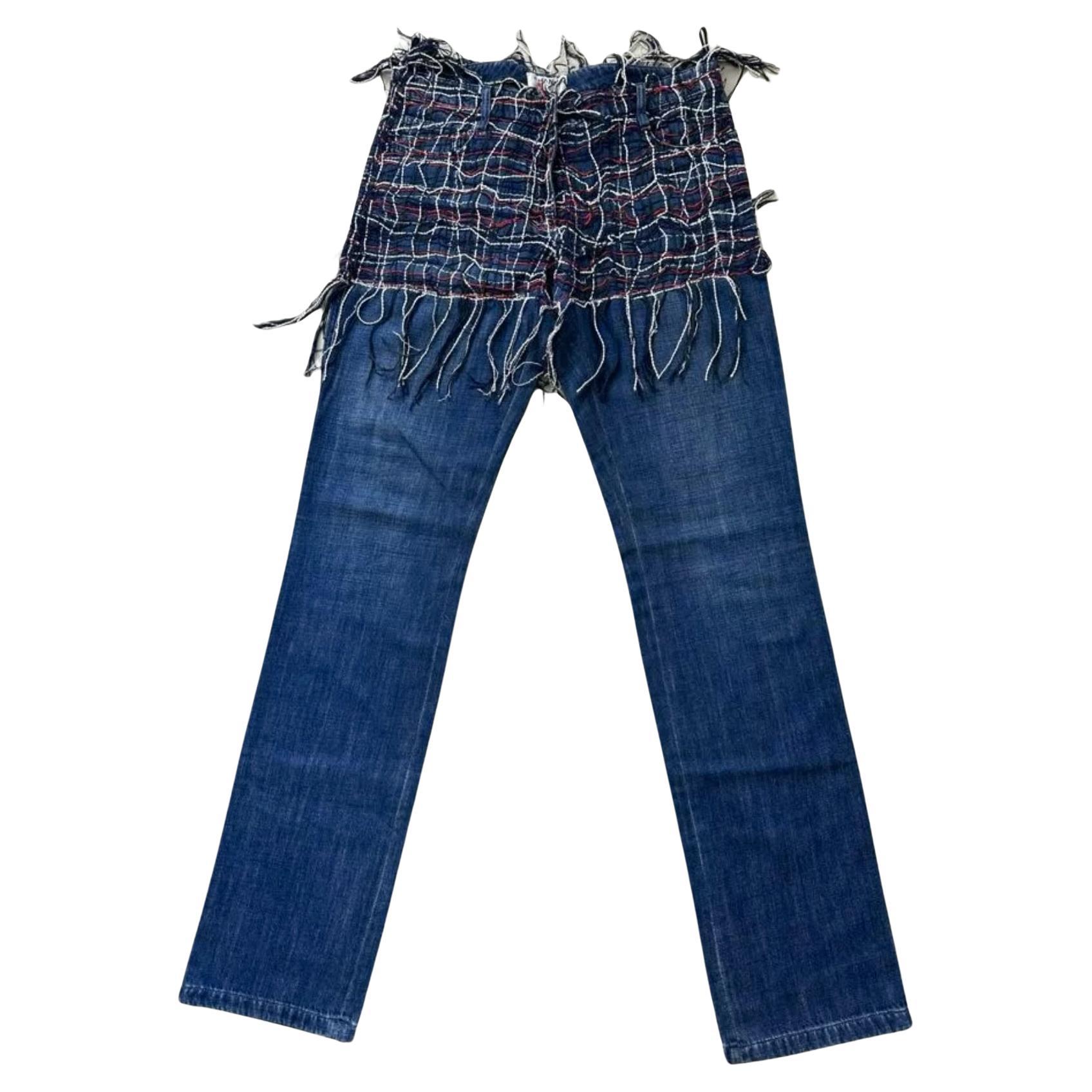 Chanel Runway Collectors Jeans with Tweed Accent For Sale