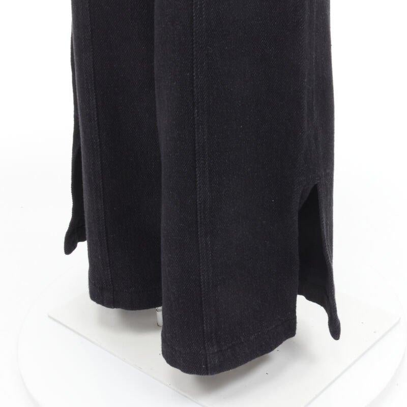 CHANEL Runway cotton black CC chain buckle belt wide leg bell bottom pants FR38 For Sale 3