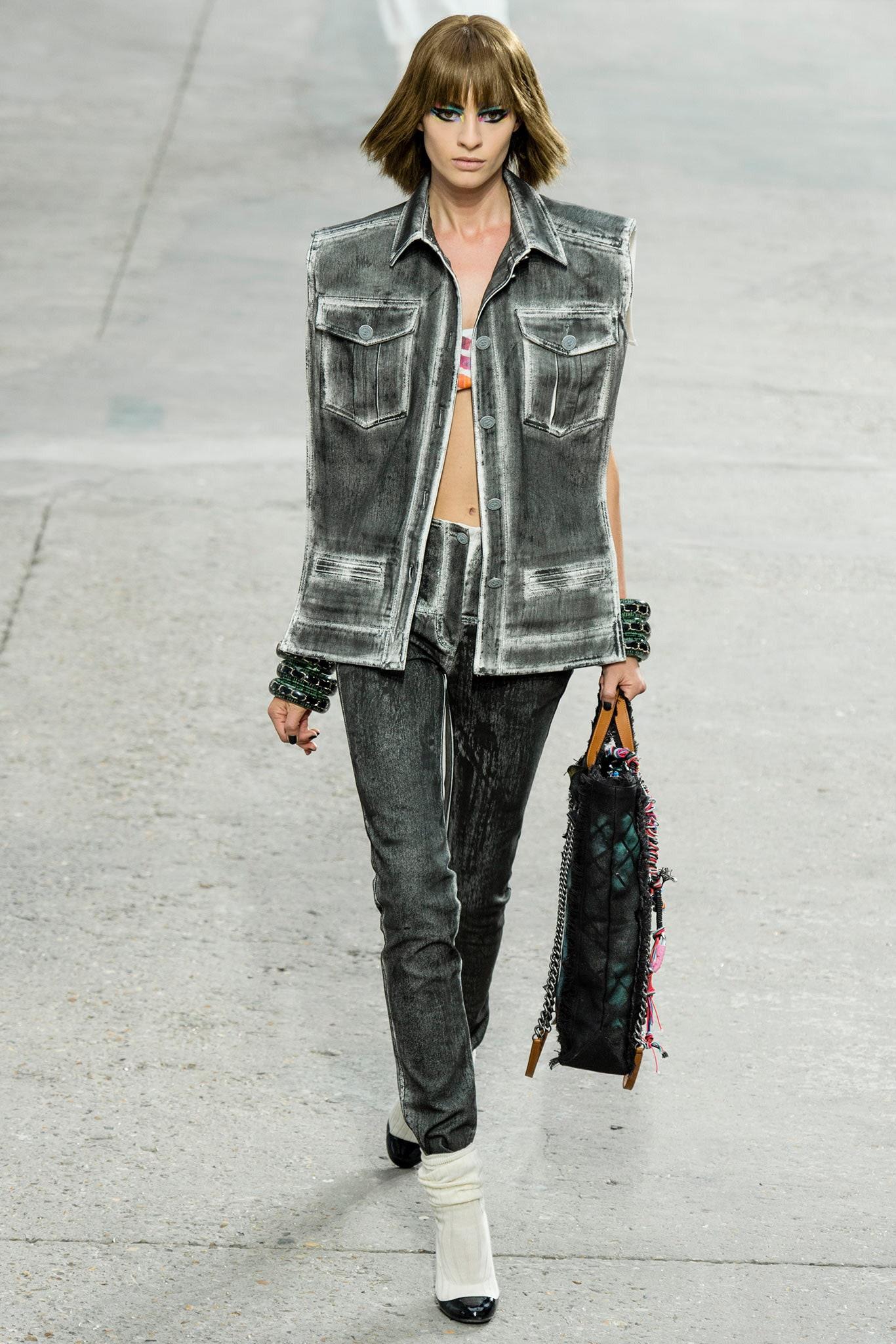 Chanel Runway Distressed Denim CC Buttons Jacket Dress  For Sale 1