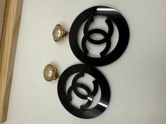 Chanel Runway Earrings Collection 28 Black Lucite Pearl clip on earrings