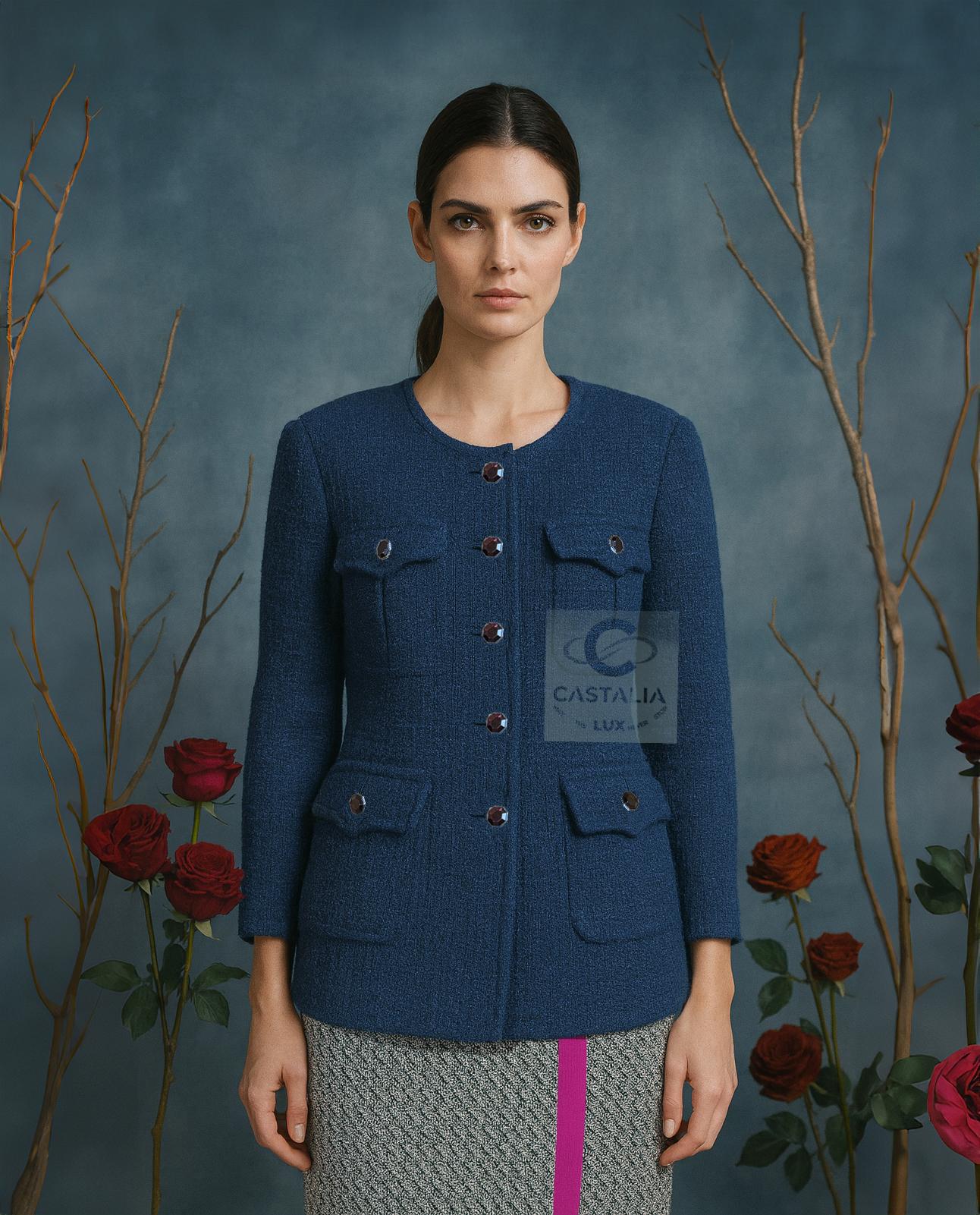 CHANEL Runway Veste en tweed émeraude avec boutons Gripoix 42 FR Neuf - En vente à Dubai, AE