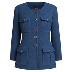 CHANEL Runway Emerald Tweed Jacket with Gripoix Buttons 42 FR