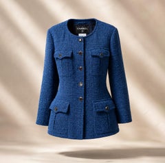 CHANEL Runway Veste en tweed émeraude avec boutons Gripoix 42 FR