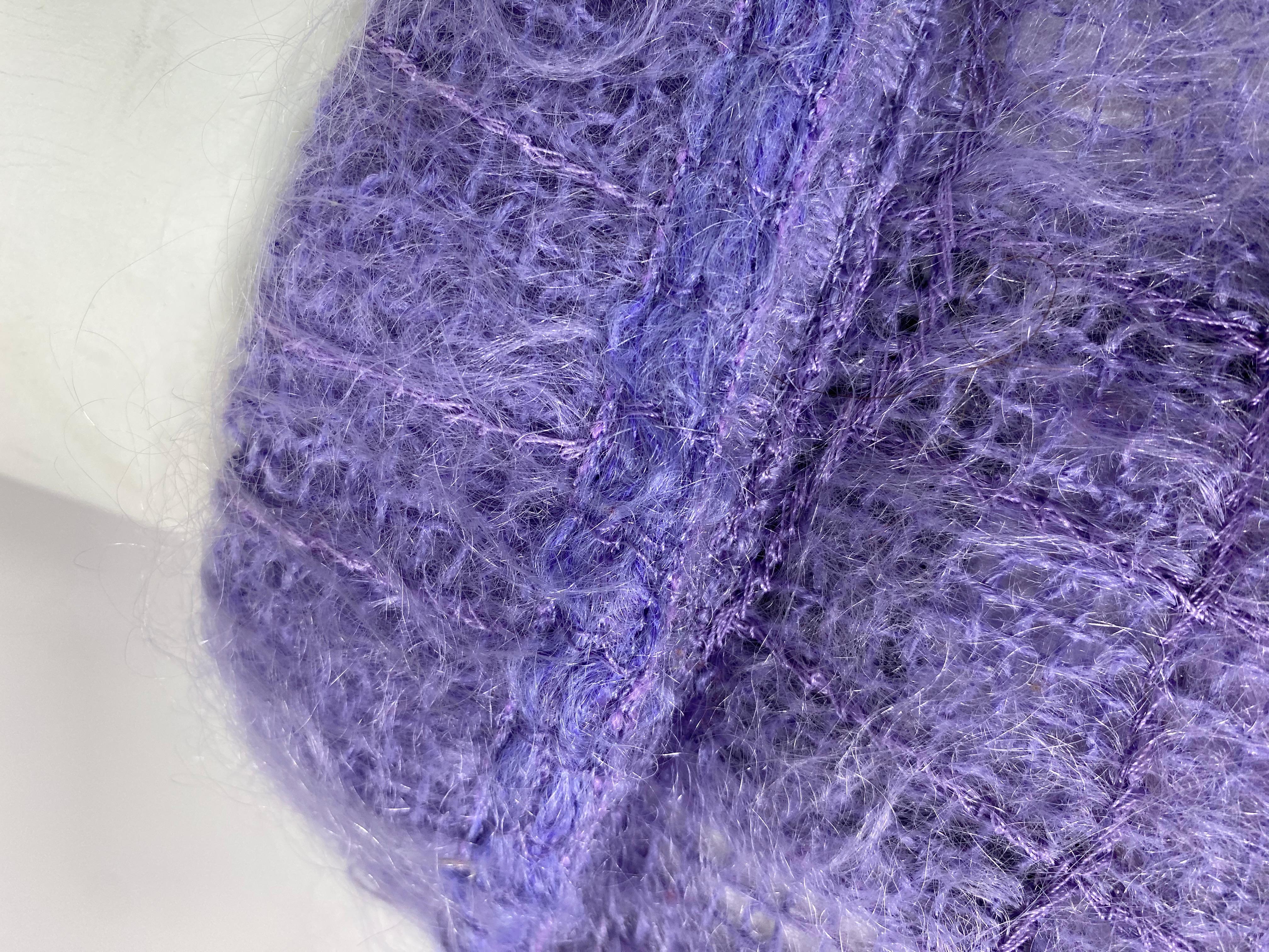 Chanel Pasarela Otoño 1998 Chaqueta Mohair Lavanda - Talla 36 en venta 8