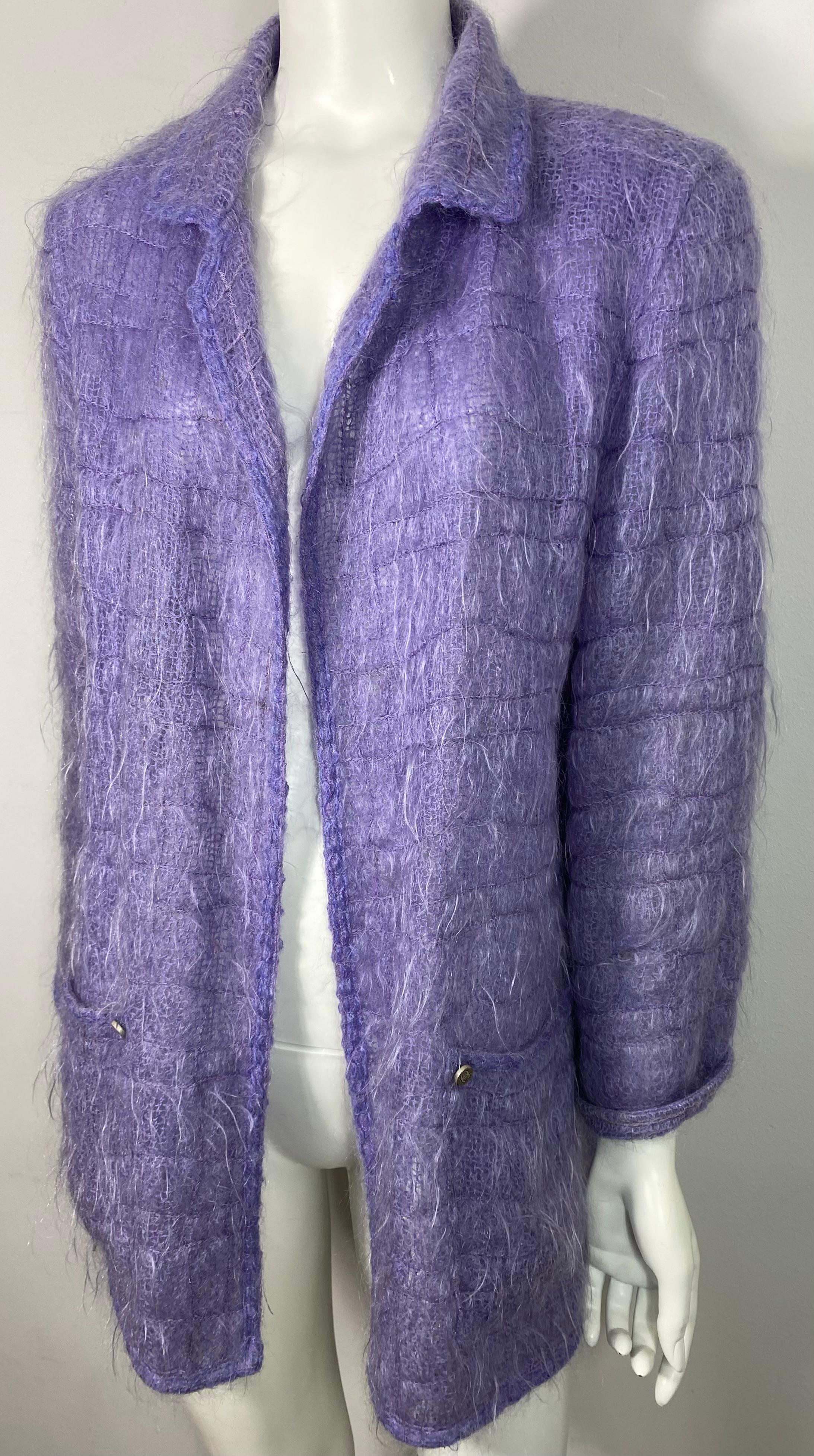 Purple Chanel Runway Fall 1998 Lavender Mohair Jacket - Size 36 For Sale