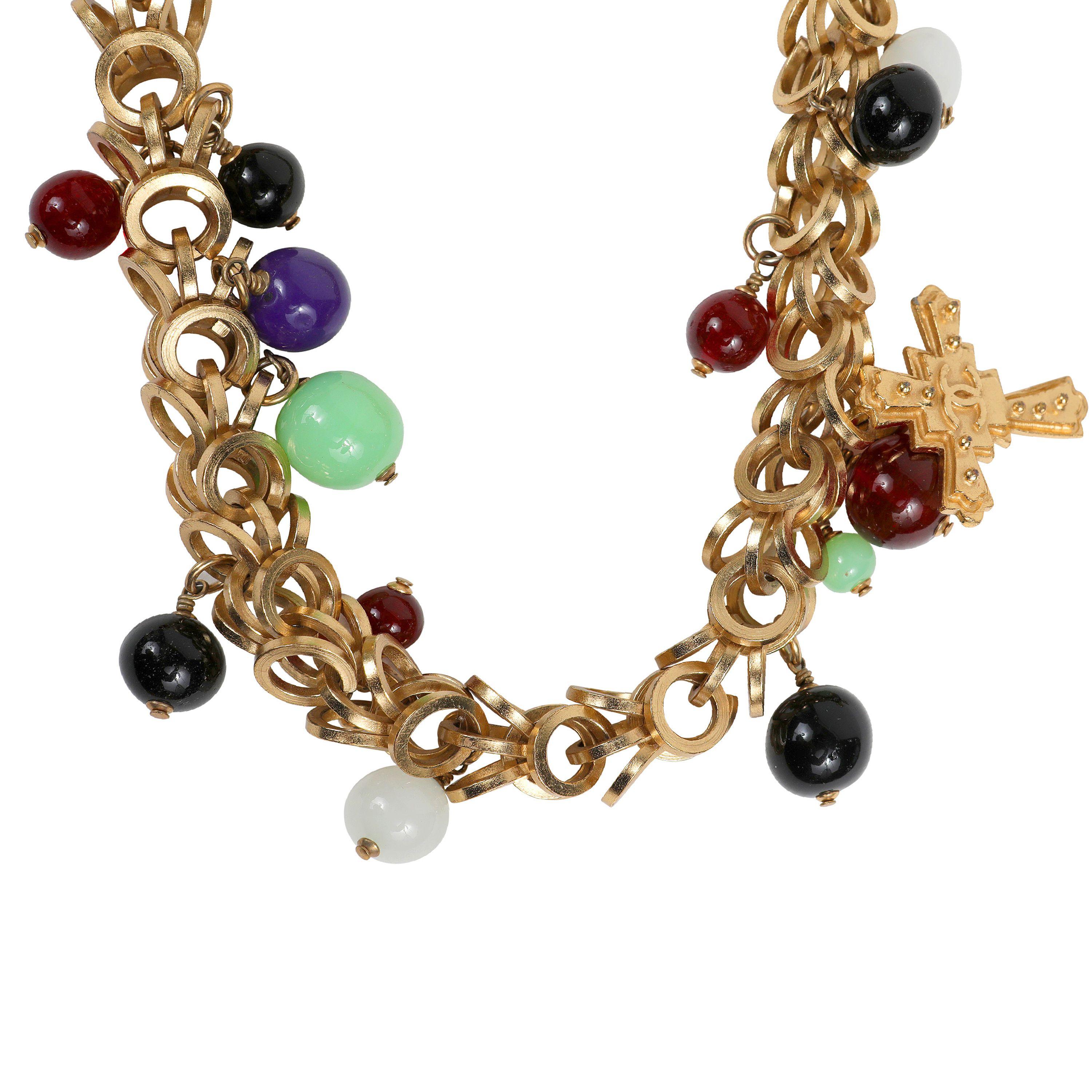 Chanel Runway Collier collier vintage perlé de perles Gripoix et chaîne en or Pour femmes en vente